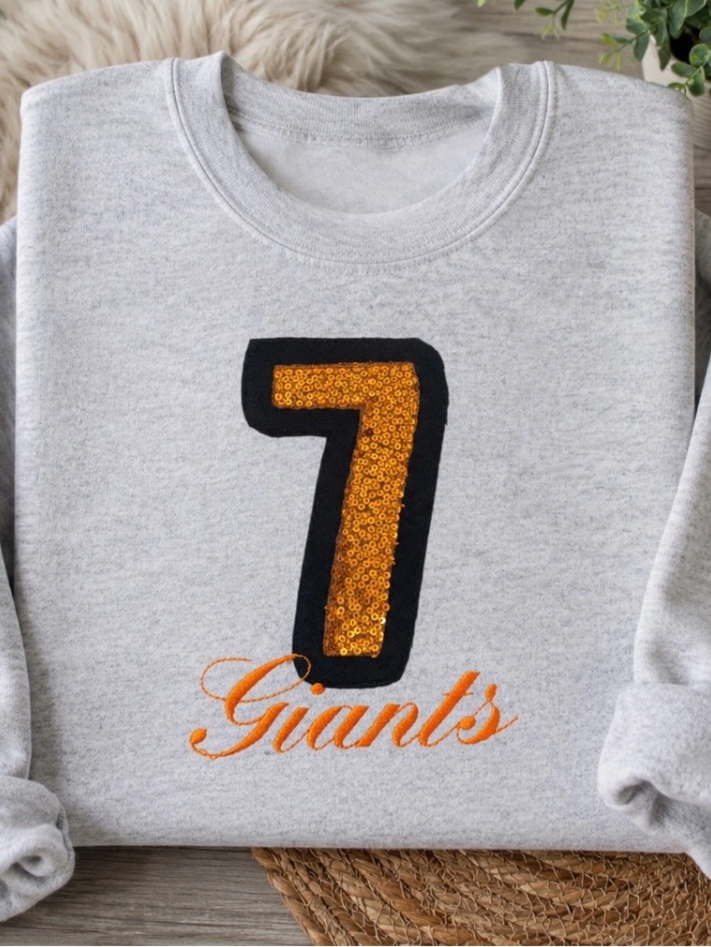 Giants Sequin Number 7 Grey Sweatshirt